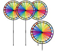 com-four® 4 moulins à Vent Arc-en-Ciel colorés - décoration rotative pour Jardin - tuteur décoratif pour Balcon, terrasse et Parterre - Ornement extérieur (4 pièces - Couleurs Assorties)