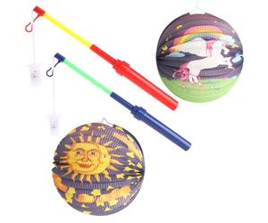 COM-FOUR® 4 pièces Ensemble de lanternes en Papier avec bâtons de Lanterne LED - décoratives de Saint-Martin pour la Saint-Martin (Ensemble de 4 pièces - lanternes/bâtons)