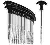 COM-FOUR® 48x piquets de Tente en Acier - piquets de Sol Robustes avec Filetage pour Le Camping et l'extérieur - idéaux pour Les sols normaux et durs avec Une poignée en T