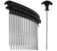 COM-FOUR® 48x piquets de Tente en Acier - piquets de Sol Robustes avec Filetage pour Le Camping et l'extérieur - idéaux pour Les sols normaux et durs avec Une poignée en T