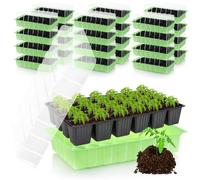 com-four® 48x Serre d'intérieur, Plateaux Multi-Pots avec Couvercle | jardinière avec pots de culture pour 1152 plantes - kit de culture pour fleurs - fruits et légumes