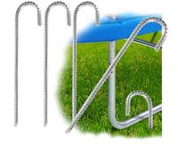 COM-FOUR® 4X ancrages au Sol XL en Acier Massif, 38 cm, Ø 1 cm - galvanisés, Stables, inoxydables, pour tentes, Pavillons, Trampolines et châteaux gonflables