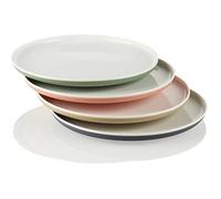 com-four® 4x assiettes - assiettes en plastique aux couleurs pastel - assiettes multifonctions réutilisables - incassables [la sélection varie] (4 pièces - pastels)