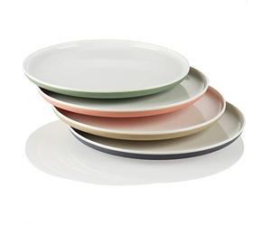 com-four® 4x assiettes - assiettes en plastique aux couleurs pastel - assiettes multifonctions réutilisables - incassables [la sélection varie] (4 pièces - pastels)