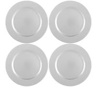 com-four® 4x assiettes de présentation, argent brillant - soucoupes unies réutilisables comme décorations de table - assiettes décoratives pour mariages, fêtes de famille ou Noël - Ø 33 cm