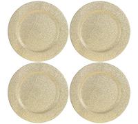 com-four® 4x assiettes de présentation - soucoupes monochromes scintillantes réutilisables comme décorations de table - assiettes décoratives pour mariages, fêtes de famille ou Noël - Ø 33 cm