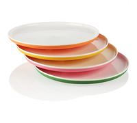 COM-FOUR® 4x Assiettes en Plastique Multifonctions - Couleurs Vives, Réutilisables, Incassables [Sélection Varie] (4 Pièces - Coloré)