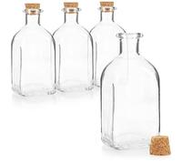 com-four® 4x bouteille en verre 120 ml avec bouchon - récipient en verre avec bouchon en liège pour le remplissage de liquides - bouteille d'huile et de vinaigre - bouteille (120ml - 4 pièces)