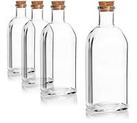 com-four® 4x bouteille en verre 500 ml avec bouchon en liège - bouteille vide avec bouchon en liège - récipient en verre pour le remplissage de liquides tels que l'huile (4 pièces - 500 ml)