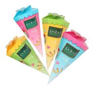com-four® 4X cartables, cartables en Carton pour frères et sœurs, Sacs à Sucre Pliables pour l'inscription à l'école, Emballage Cadeau pour Les débutants à l'école