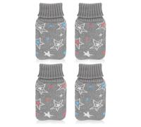 COM-FOUR® 4X Chauffe-Poches dans Un Design à col roulé - Chauffe-Mains avec Motif étoile - Coussins Chauffants de Poche (4 pièces - Gris avec étoiles)