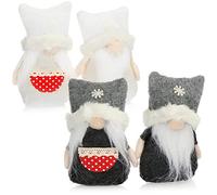 com-four 4X Elfes de Noël Premium Taille S pour Les décorations Noël, Figurines du pôle Nord comme d'hiver, Joli Tabouret d'angle décoration Chambre ou Cadeau, Blanc Polaire + Rouge 12cm