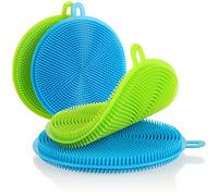 COM-FOUR® 4x éponge à vaisselle - éponge en plastique pour le ménage et le corps - éponge de nettoyage en plastique souple - éponge de nettoyage, éponge en caoutchouc