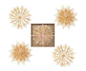 COM-FOUR® 4X Grand Ensemble d'étoiles en Paille, décoration de fenêtre XXL
