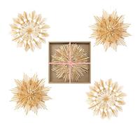 COM-FOUR® 4X Grand Ensemble d'étoiles en Paille - décoration de fenêtre XXL en Paille - étoiles en Paille de différents modèles - 26cm/28cm