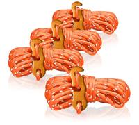 COM-FOUR® 4X haubans, chacun 4m pour Le Camping, réfléchissants en Orange - Cordon de Tente avec Boucle en Aluminium - Cordon de Camping - tendeur de Corde - Corde de Tente - Sangle tempête
