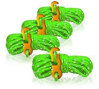 COM-FOUR® 4X haubans, Chaque 4m pour Le Camping, réfléchissant en Vert - Corde de Tente avec Boucle en Aluminium - Corde de Tension - Corde de Camping - tendeur de Corde - Corde de Tente