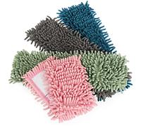 COM-FOUR® 4X Housses de Rechange pour essuie-Sol - Housse d'essuie-Glace en Microfibre Chenille - Housse de vadrouille pour Le Nettoyage des sols (4 pièces - Bleu/Rose/Vert/Gris)
