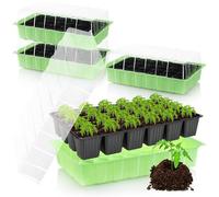 com-four® 4X Mini Serre d'intérieur avec Couvercle - Kit de Culture avec 96 Pots - Jardinière pour légumes, Herbes et Fleurs - Germination pour Rebord de fenêtre et Balcon (Kit de Culture 3)