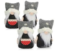 com-four® 4X Paire Premium de Nains de Noël Taille S pour Les décorations | Figurines du pôle Nord comme décorations d'hiver - Joli tabouret de bord comme décoration