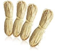 com-four® 4X Raphia Naturel - Raphia Naturel pour l'artisanat et la décoration - Rafia en Couleur Naturelle (004 pièces - Bast Nature)