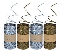 com-four® 4X Ruban décoratif aux Couleurs de Noël - Ficelle Cadeau avec Renfort métallique - idéal pour l'artisanat - 25 m par Rouleau [la sélection varie] (04 pièces - renforcées de Fil)