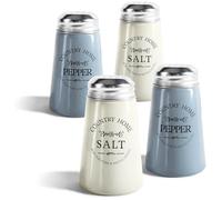 COM-FOUR® 4x shakers à épices en verre coloré - salières et poivrières de style vieille maison de campagne anglaise - shaker à assaisonnement idéal pour le gros sel - style country/western (04 pièces)