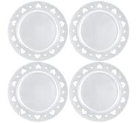 com-four® 4x sous-assiettes argentées scintillantes avec bordure à motif - soucoupes réutilisables - décoration de table pour mariages et autres occasions - Ø 33 cm