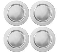 com-four® 4x sous-assiettes argentées - soucoupes réutilisables comme décoration de table - assiettes décoratives pour mariages, fêtes de famille ou Noël - Ø 33 cm