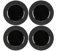 com-four® 4x sous-assiettes noir brillant avec coeurs scintillants | soucoupe comme décoration de table - assiettes décoratives pour mariages ou fêtes de famille - Ø 33 cm