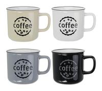 Com-four® 4x Tasse à Café en Céramique - Émail pour Maison, Bureau, Jardin, Camping [Sélection Varie] (04 Pièces - Beige/Gris/Noir/Blanc)