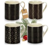 com-four® 4x tasses en céramique 180 ml style art déco, petits mugs vintage pour espresso, americano, thé et vin chaud, adaptés aux boissons chaudes