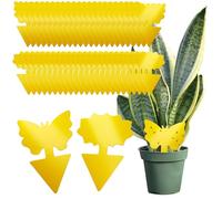 com-four® 50 pièges Jaunes Contre moucherons, Mouches et pucerons - pièges Collants Non Toxiques pour Plantes - Formes Fleur et Papillon (50 pièges Mouches Jaune)