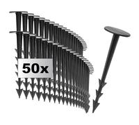 COM-FOUR® 50x Goupilles de Fixation pour Le Sol - Ancrages de Sol en Plastique - Crochets de Fixation pour Mauvaises Herbes et Toiles de Jardin - Clous de Sol avec Barbillons