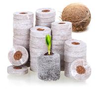 com-four® 50x pastilles gonflantes de Noix de Coco, Support de Culture | aide à la culture biodégradable en fibre de coco - comprimés gonflants