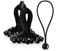 COM-FOUR® 50x tendeurs de bâche avec Boule - Caoutchouc de Tension pour bannières, Affiches, tentes, bâches, Pavillons - tendeurs de Tente pour Le Camping - tendeurs en Caoutchouc (Noir - 50 pièces)