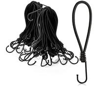 COM-FOUR® 50x tendeurs de bâche Premium avec Crochets - tendeurs en Caoutchouc pour bannières, Affiches, tentes, bâches, Pavillons - tendeurs de Tente pour Le Camping (50 pièces - Noir - 18cm)