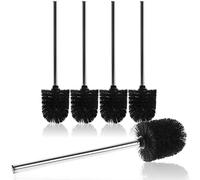 com-four® 5X Brosse de Toilette avec tête de Brosse remplaçable - Brosse de Toilette Noble avec Manche en Acier Inoxydable - Brosse de Toilette - Ø 8cm (05 pièces - Brosse de Rechange Noir)