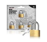 com-four® 5X Mini Cadenas Valise - Cadenas TSA en Laiton - Petit Cadenas pour Les Bagages et Les Sacs de Voyage