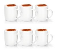 com-four® 6 mugs 330 ml en porcelaine - tasse à café design moderne - modèle blanc basic pour boissons chaudes et froides (Set 6 crème blanc 330ml)
