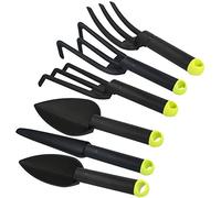 COM-FOUR® 6 pièces Ensemble d'outils de Jardin Premium, Petit cultivateur | truelle à fleurs - truelle à plantes - fourchette à fleurs - râteau et coupe-mauvaises herbes