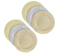 com-four® 6x Assiettes de Présentation Ø 33 cm, Plastique Pailleté | Coloris or, argent et champagne comme sous-assiettes pour mariage, Noël et tables de fête