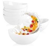com-four® 6x bols en céramique 500 ml - bols à céréales - bols à dessert - saladiers - idéal pour le petit-déjeuner, les collations et les desserts - design élégant (6 pièces - blanc - courbé)