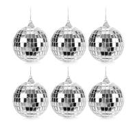 COM-FOUR® 6X Boule de discothèque - Boule Miroir à Suspendre - Boule de discothèque pour la fête - Boule de fête pour Le Nouvel an, Anniversaire, fête à thème - Ø 7 cm (Ø 7cm)
