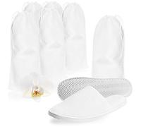 com-four® 6x Chaussons en tissu éponge, pantoufles d'hôtel fermées blanches | chaussons confortables - taille 42/43