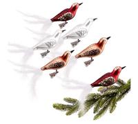 com-four® 6X Oiseau sur Clip - Oiseaux Brillants avec de Longues Plumes de Queue Blanches - Bijoux décoratifs pour la Maison - décoration de Chambre avec de Petites Paillettes