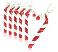 COM-FOUR® 6X pendentifs Sapin de Noël Canne en Bonbon - Décorations pour Sapin de Noël à accrocher - Boules de Noël en Forme de Canne en Bonbon (Couleur Argent - 4 pièces)