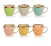 com-four® 6x tasses à expresso en céramique jusqu à 125 ml - tasses à moka colorées - petites tasses à café faites à la main pour expresso, moka (06 pièces - vert/orange/rose/bleu/jaune/gris)