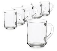 com-four® 6x Verres à boire avec poignée pour le thé - Idéal pour le cacao, le latte macchiato et le cappuccino (06 pièces - 240ml)