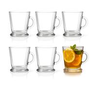 com-four® 6x verres à thé avec anse - 170 ml verre borosilicaté - verres robustes pour expresso macchiato, cappuccino, thé, cacao et jus - lavable au lave-vaisselle (Transparent - 170 ml)